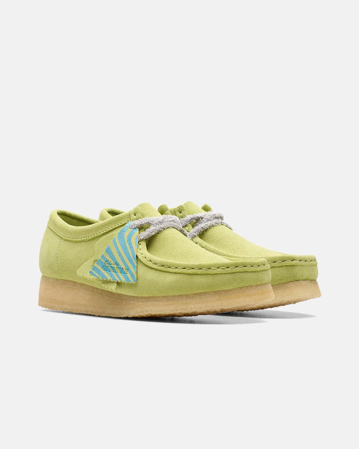 CLARKS ORIGINALS WOMENS WALLABEE SHOES PALE LIME SUEDE-Designer Outlet Sales