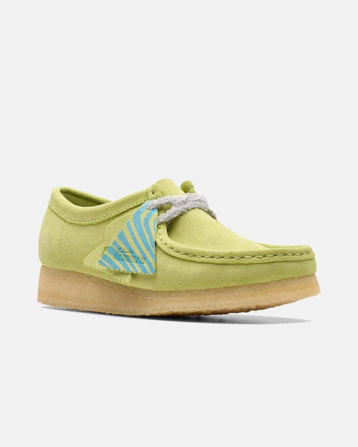 CLARKS ORIGINALS WOMENS WALLABEE SHOES PALE LIME SUEDE-Designer Outlet Sales