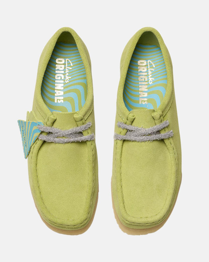 CLARKS ORIGINALS WOMENS WALLABEE SHOES PALE LIME SUEDE-Designer Outlet Sales