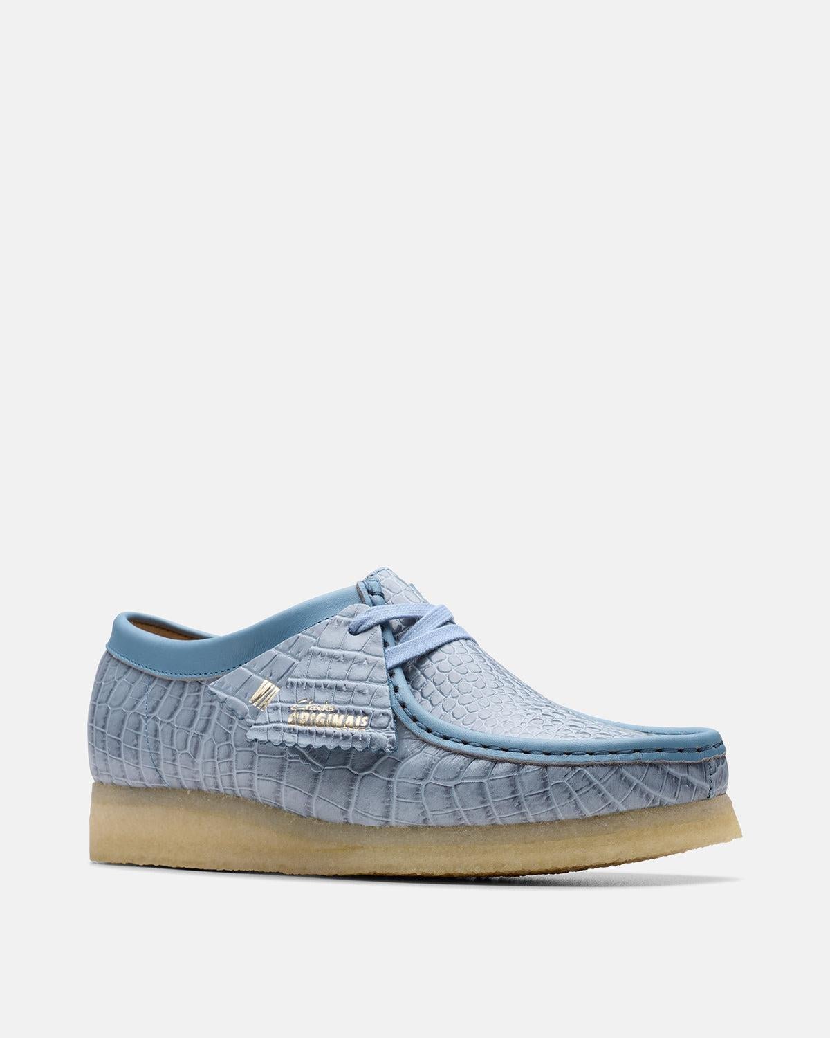 CLARKS ORIGINALS WOMENS WALLABEE SHOES POWDER BLUE CROCODILE – CLARKS-26180681-UK3 | Studio DOS by Designer Outlet Sales