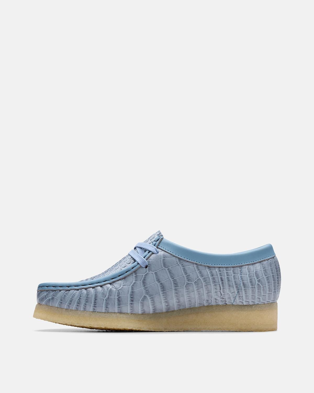 CLARKS ORIGINALS WOMENS WALLABEE SHOES POWDER BLUE CROCODILE – CLARKS-26180681-UK3 | Studio DOS by Designer Outlet Sales