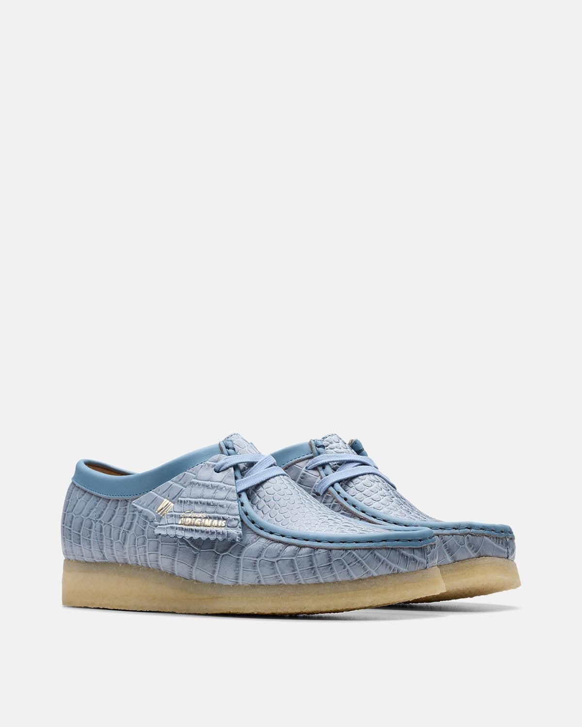 CLARKS ORIGINALS WOMENS WALLABEE SHOES POWDER BLUE CROCODILE – CLARKS-26180681-UK3 | Studio DOS by Designer Outlet Sales