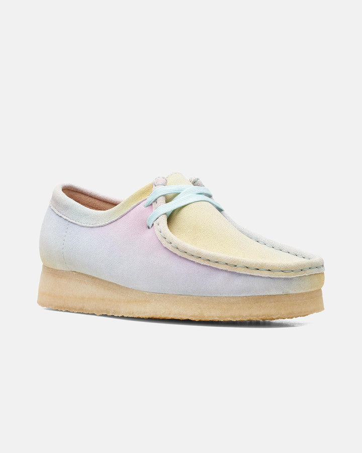 CLARKS ORIGINALS WOMENS WALLABEE SHOES WHITE BLUE-Designer Outlet Sales