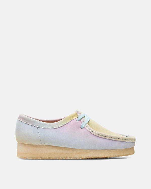 CLARKS ORIGINALS WOMENS WALLABEE SHOES WHITE BLUE-Designer Outlet Sales