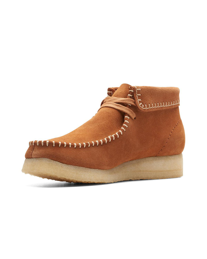 CLARKS ORIGINALS WOMENS WALLABEE STITCH BOOTS GINGER SUEDE-Designer Outlet Sales