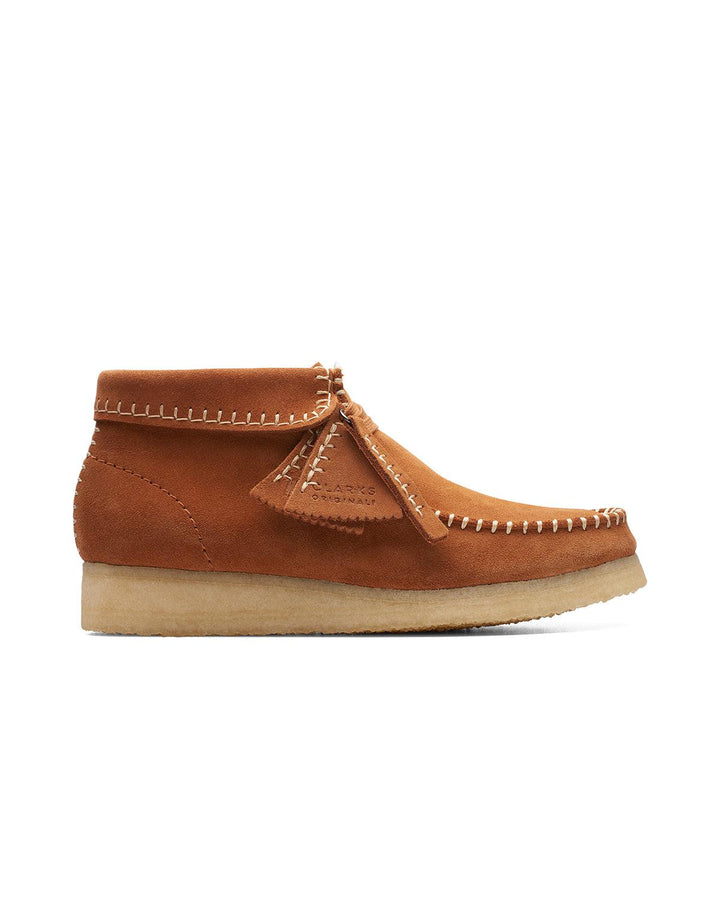 CLARKS ORIGINALS WOMENS WALLABEE STITCH BOOTS GINGER SUEDE-Designer Outlet Sales