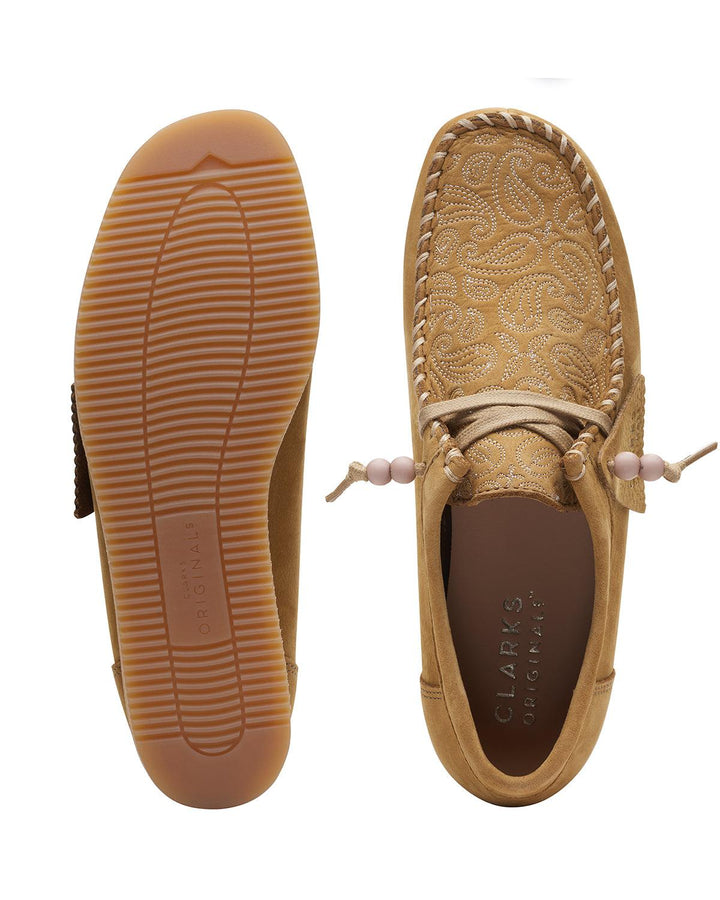 CLARKS ORIGINALS WOMENS WALLACRAFT LO SHOES TAN EMBROIDERY-Designer Outlet Sales