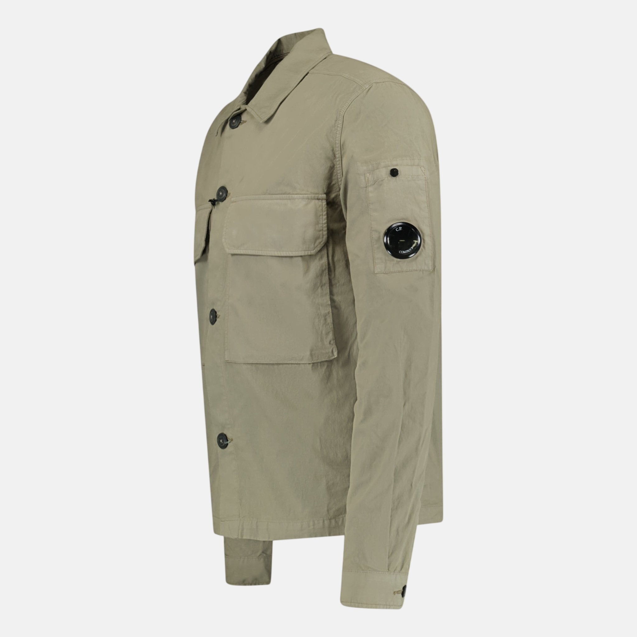 CP Company Button Up Lens Overshirt Light Khaki – C76 | Studio DOS by Designer Outlet Sales