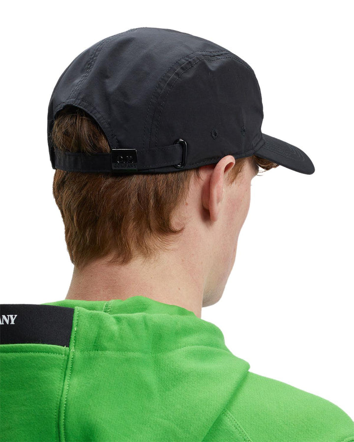CP COMPANY CHROME-R PANNELLED LOGO CAP BLACK-Designer Outlet Sales