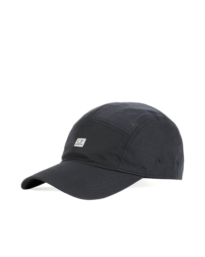 CP COMPANY CHROME-R PANNELLED LOGO CAP BLACK-Designer Outlet Sales