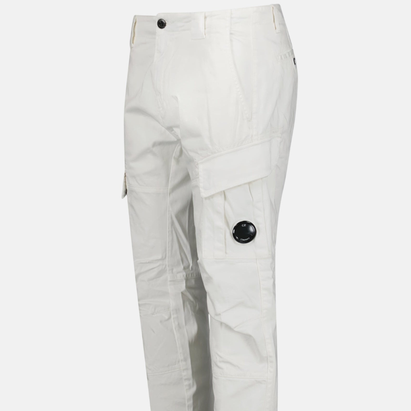 CP Company Ergonomic Stretch Sateen Cargo Lens Pants Gauze White – C15 | Studio DOS by Designer Outlet Sales