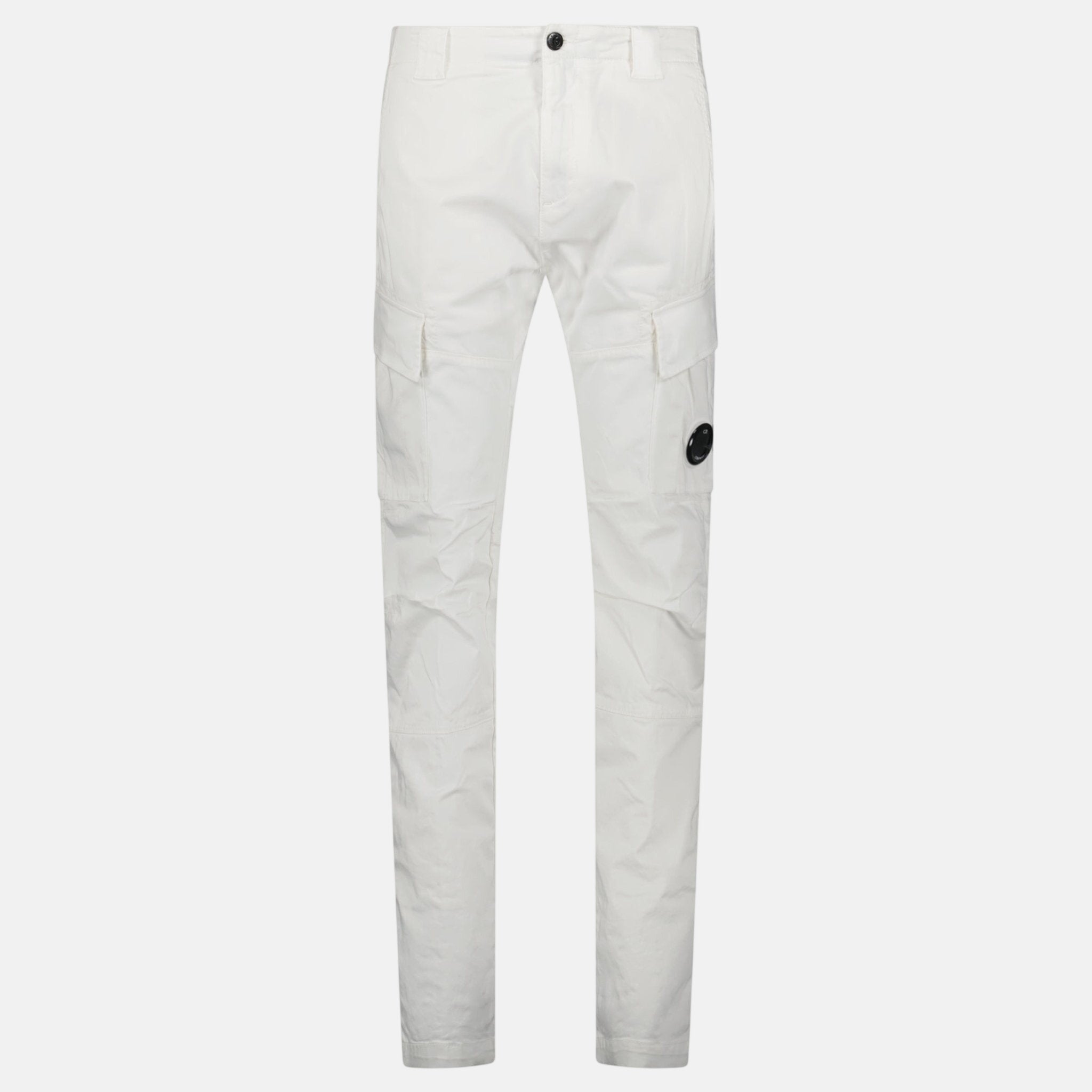 CP Company Ergonomic Stretch Sateen Cargo Lens Pants Gauze White – C15 | Studio DOS by Designer Outlet Sales