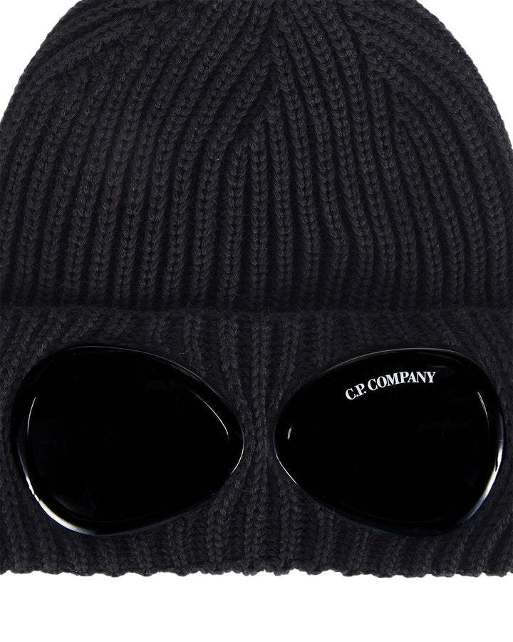 CP COMPANY EXTRA FINE MERINO WOOL GOGGLE BEANIE BLACK-Designer Outlet Sales