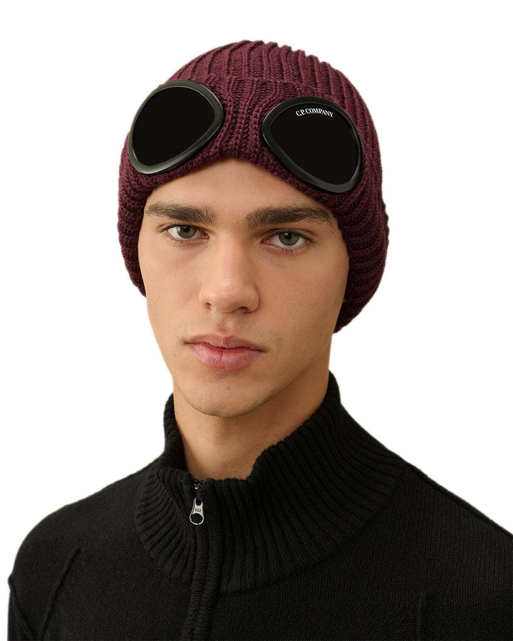 CP COMPANY EXTRA FINE MERINO WOOL GOGGLE BEANIE POTENT PURPLE-Designer Outlet Sales