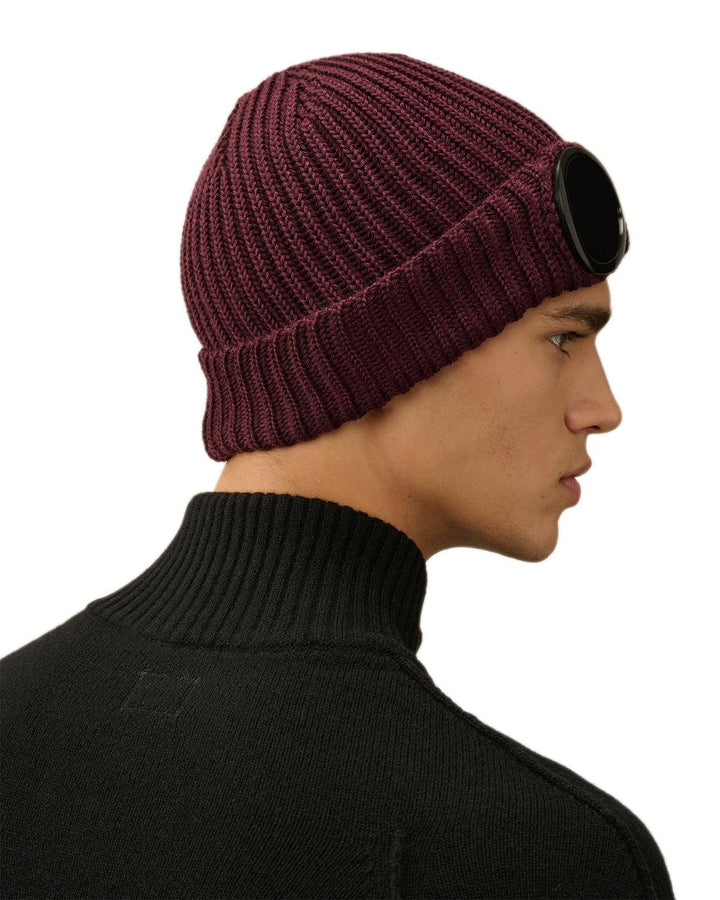 CP COMPANY EXTRA FINE MERINO WOOL GOGGLE BEANIE POTENT PURPLE-Designer Outlet Sales