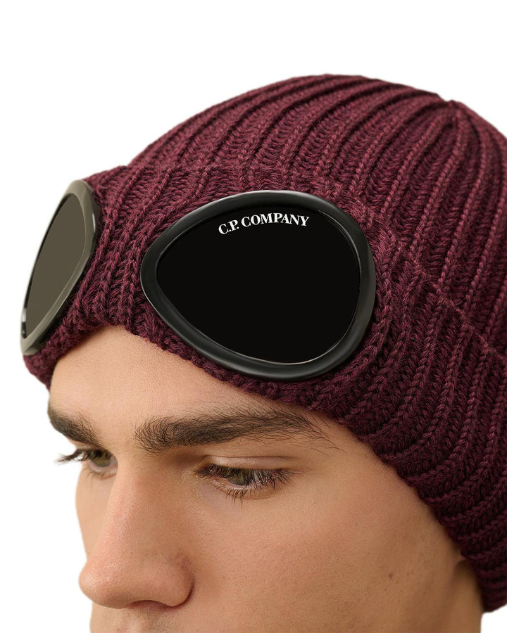 CP COMPANY EXTRA FINE MERINO WOOL GOGGLE BEANIE POTENT PURPLE-Designer Outlet Sales