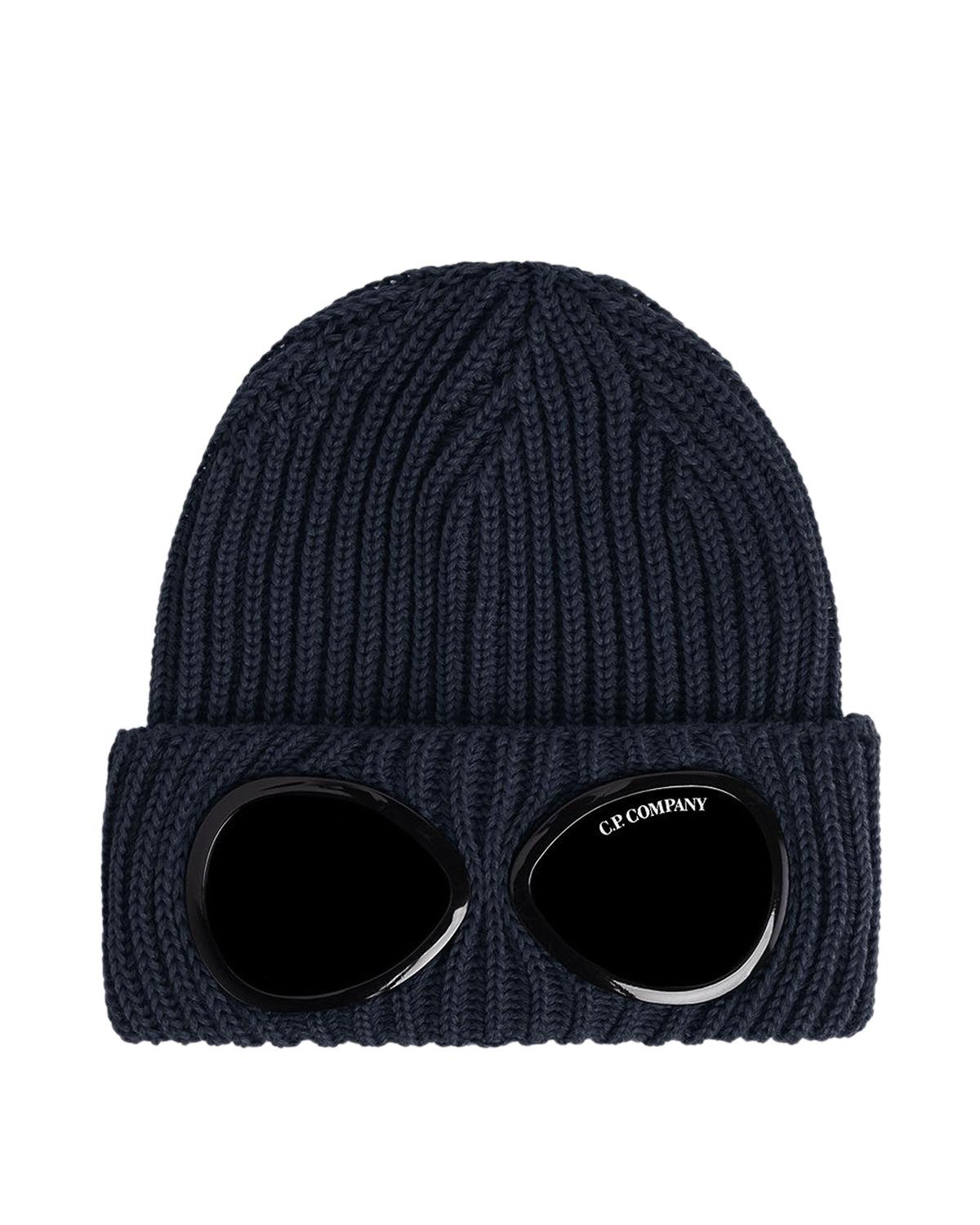 CP COMPANY EXTRA FINE MERINO WOOL GOGGLE BEANIE TOTAL ECLIPSE