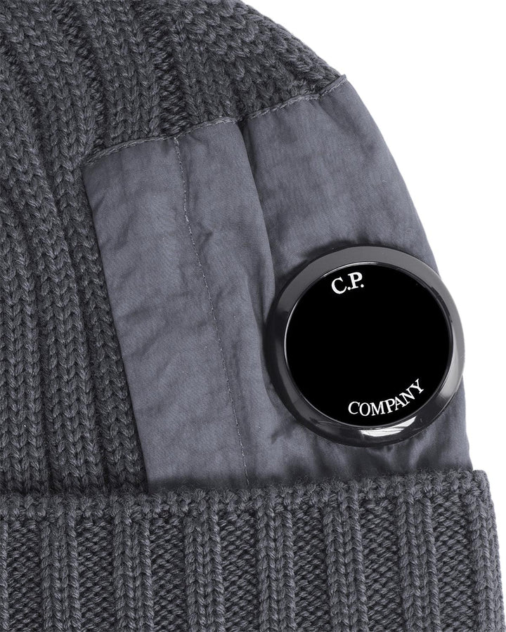 CP COMPANY EXTRA FINE MERINO WOOL LENS BEANIE FORGED GREY-Designer Outlet Sales