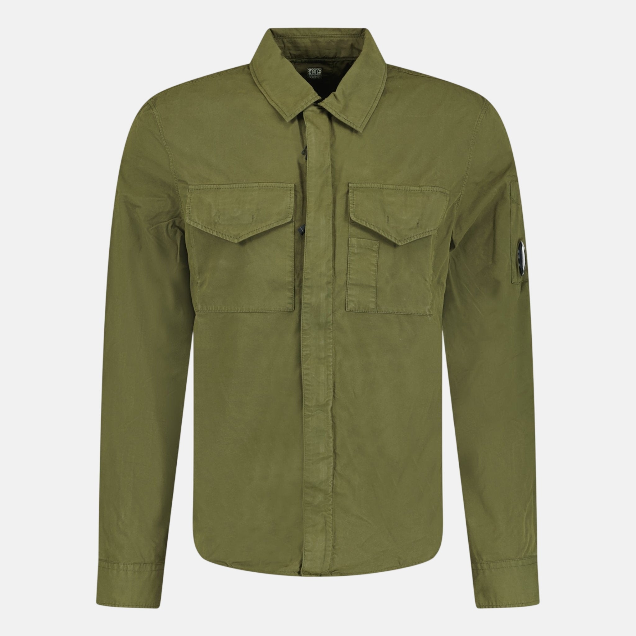 CP Company Gabardine Lens Zip Overshirt Jacket Green – C45 | Studio DOS by Designer Outlet Sales