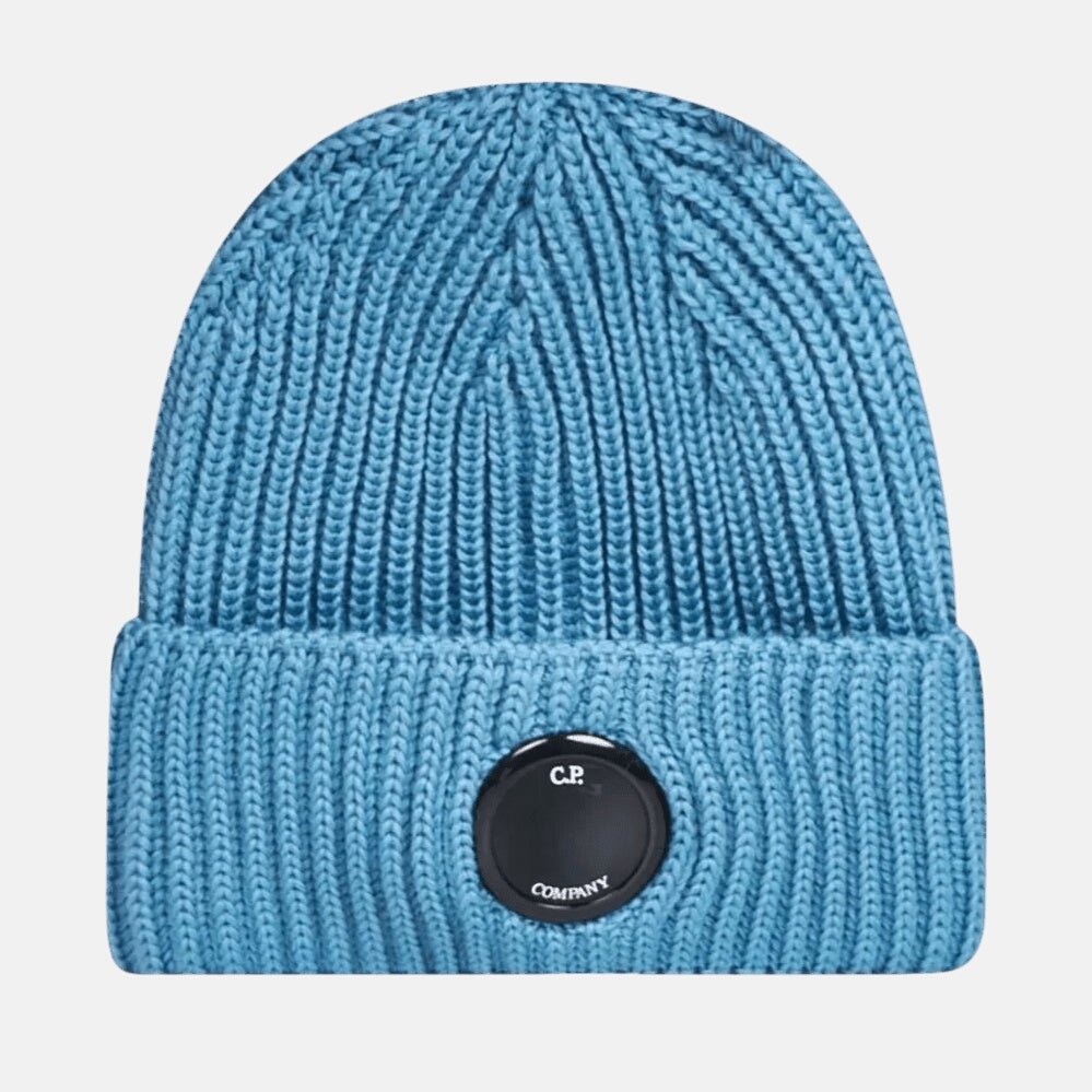 CP Company Lens Extra Fine Merino Wool Beanie Blue – Hat Box 3 | Studio DOS by Designer Outlet Sales