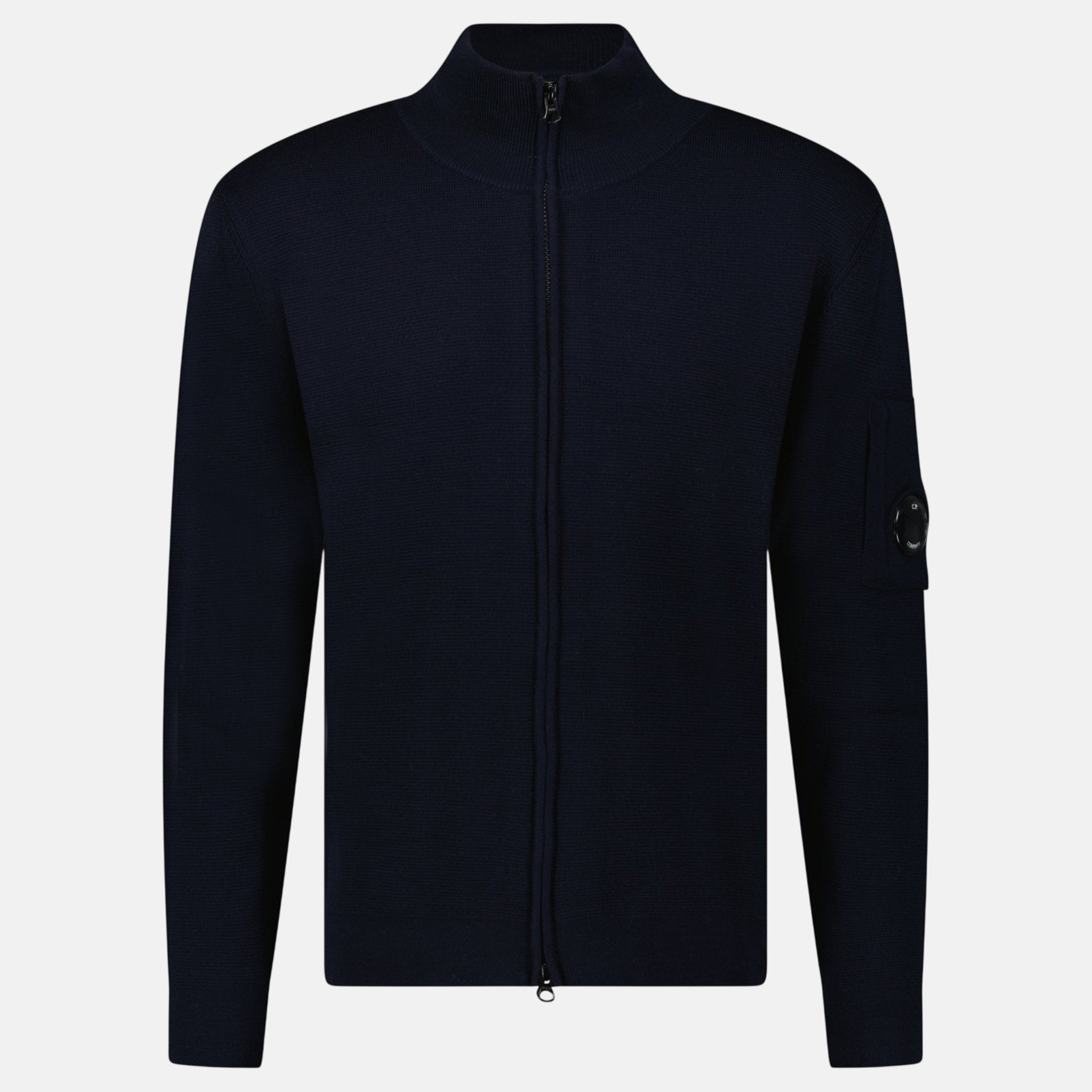 CP Company Lens Full Zip Wool Cardigan Navy – A25 | Studio DOS by Designer Outlet Sales
