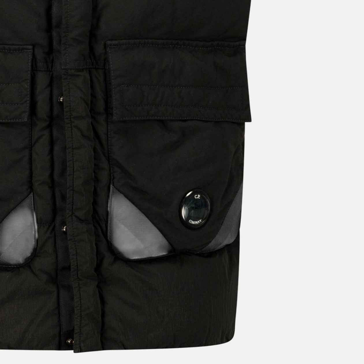 CP Company Lens Garment Dyed ECO - Chrome R Gilet Black – Rail 6 U | Studio DOS by Designer Outlet Sales