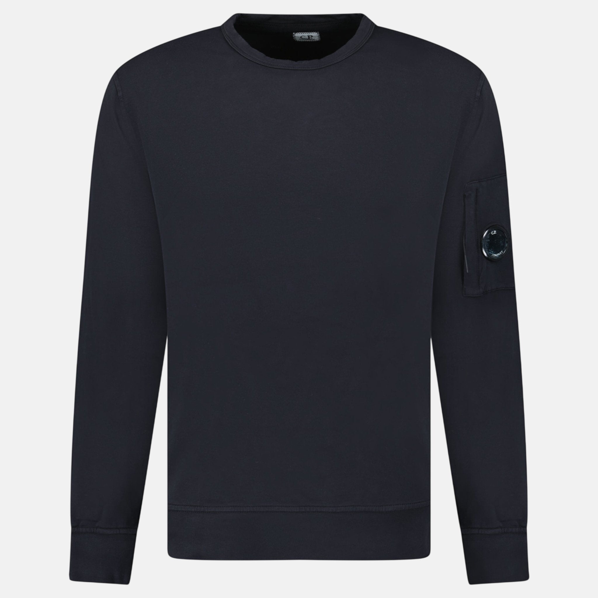 CP Company Lens Light Fleece Crewneck Sweatshirt Black – sku-56868439818621 | Studio DOS by Designer Outlet Sales