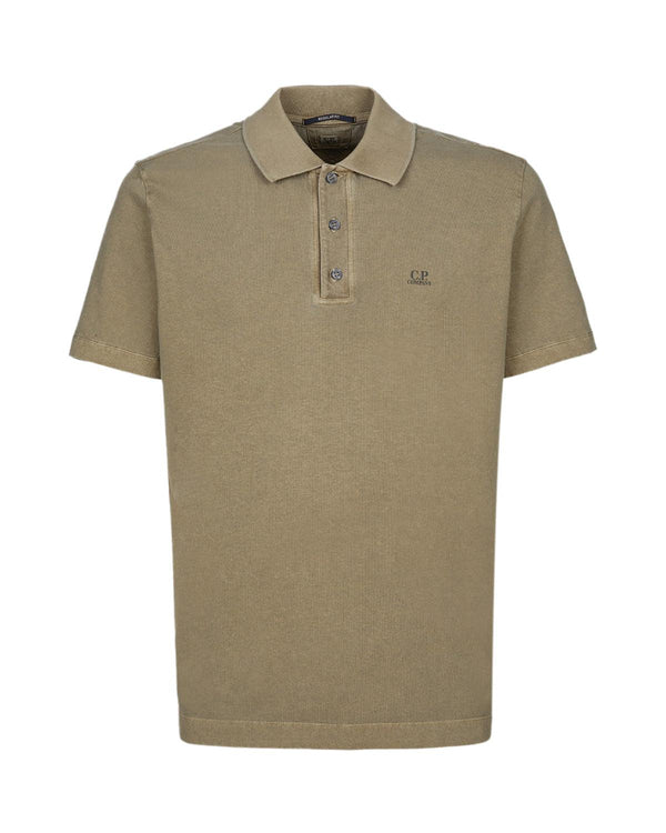 CP COMPANY MENS 1020 JERSEY LOGO POLO SHIRT LEAD GREY-Designer Outlet Sales