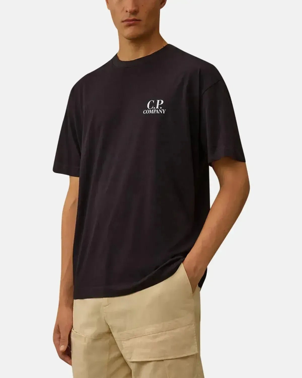 CP COMPANY MENS 30/1 JERSEY BACK LOGO T - SHIRT TOTAL ECLIPSE – CP-COMPANY-19CMTS103A-005100W-888-S | Studio DOS by Designer Outlet Sales