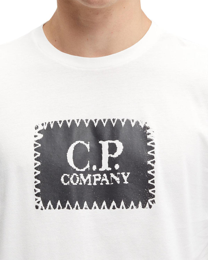 CP COMPANY MENS 30/1 JERSEY LABEL T-SHIRT GAUZE WHITE-Designer Outlet Sales