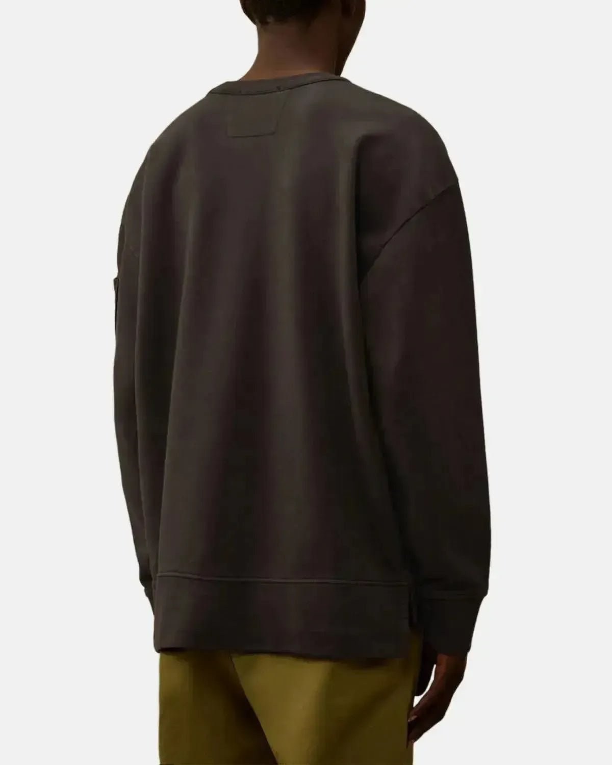 CP COMPANY MENS BRUSHED AND EMERIZED DIAGONAL RAISED FLEECE BOXY SWEAT DARK SHADOW GREY – CP-COMPANY-19CMSS058A-006372G-978-S | Studio DOS by Designer Outlet Sales