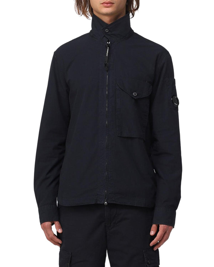 CP COMPANY MENS RIP STOP ZIP OVERSHIRT TOTAL ECLIPSE-Designer Outlet Sales