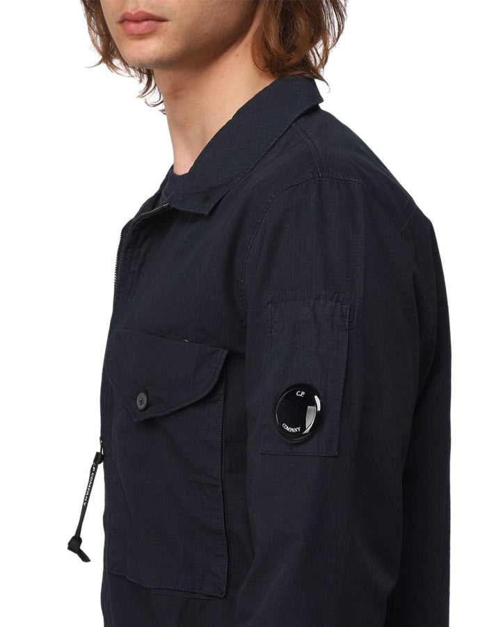 CP COMPANY MENS RIP STOP ZIP OVERSHIRT TOTAL ECLIPSE-Designer Outlet Sales