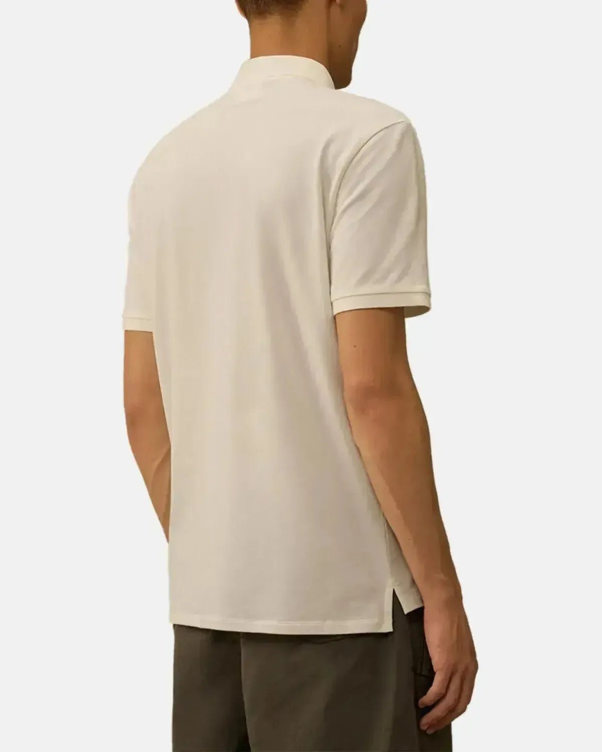 CP COMPANY MENS STRETCH PIQUET SHORT SLEEVE POLO GAUZE WHITE – CP-COMPANY-RCCMPL721A-005263W-103-M | Studio DOS by Designer Outlet Sales