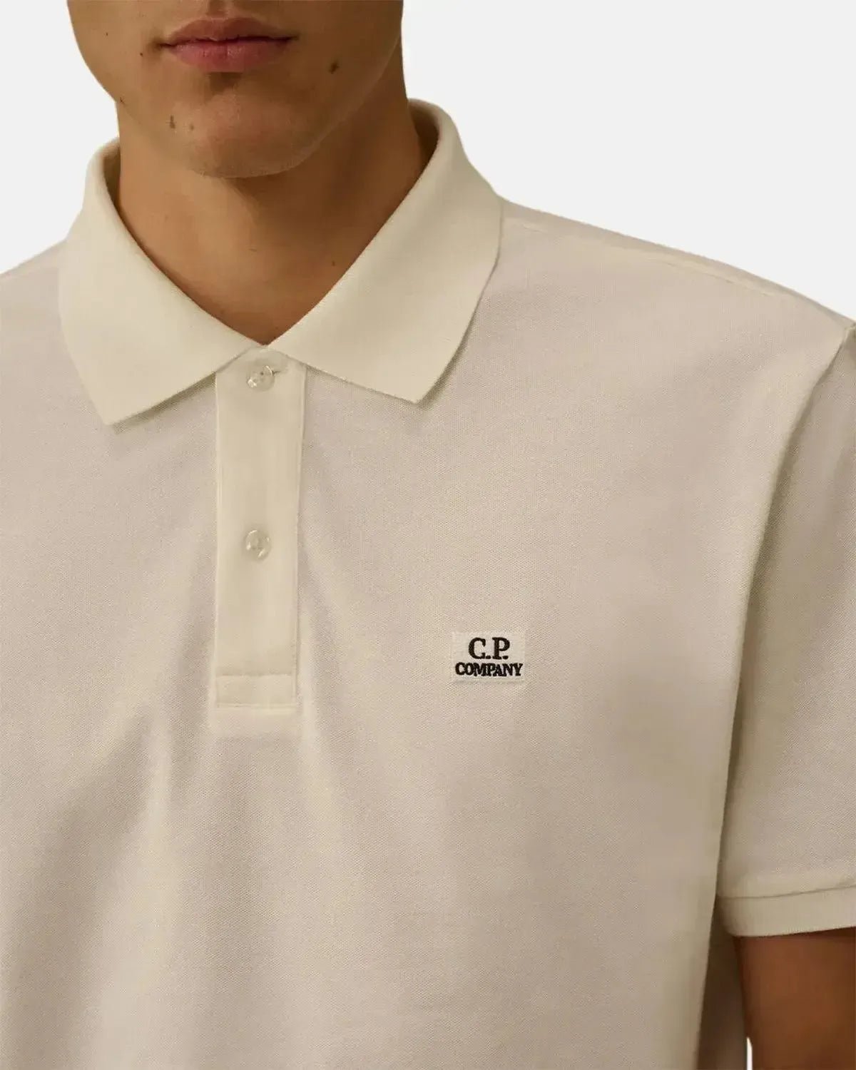 CP COMPANY MENS STRETCH PIQUET SHORT SLEEVE POLO GAUZE WHITE – CP-COMPANY-RCCMPL721A-005263W-103-M | Studio DOS by Designer Outlet Sales