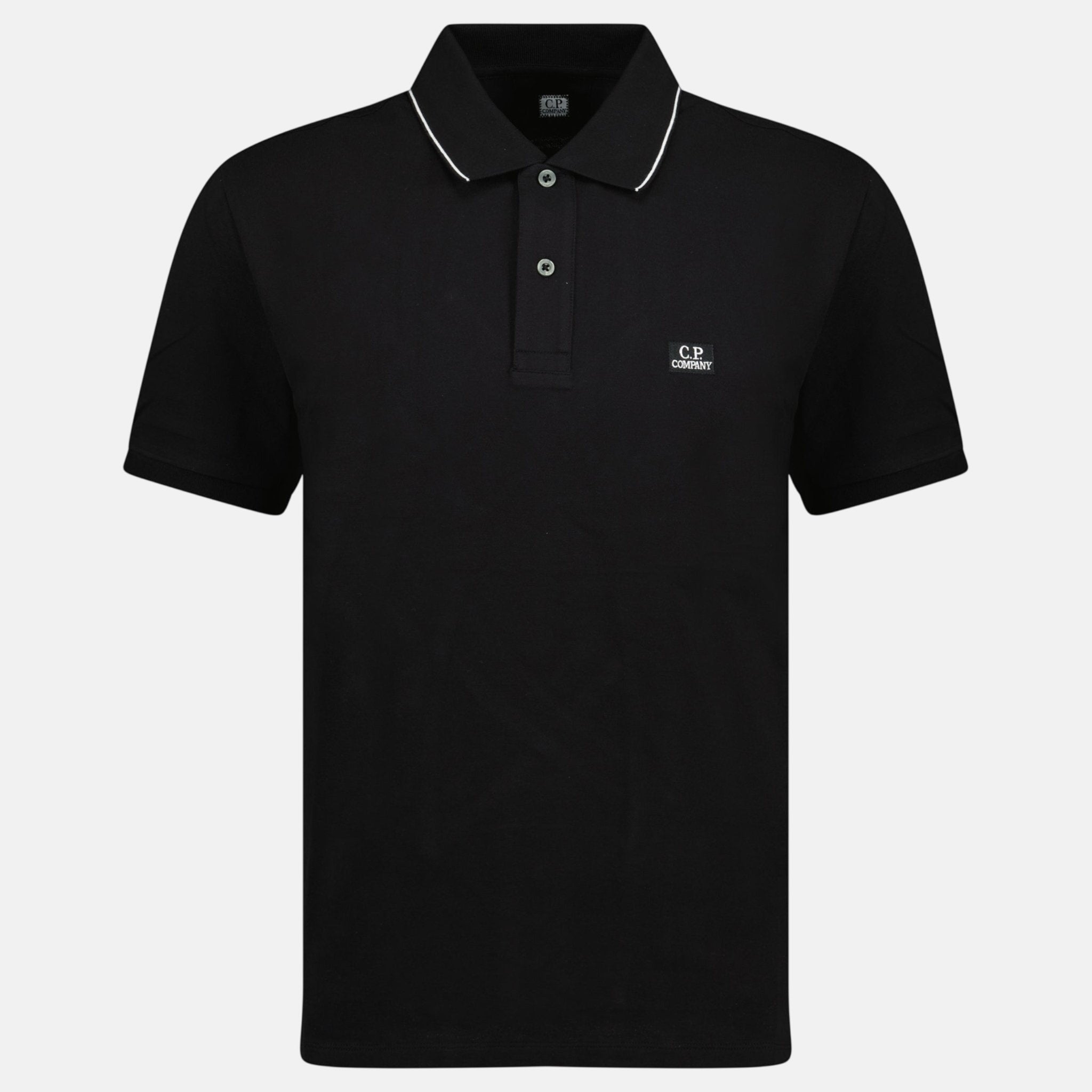 CP Company Stretch Piquet Striped Collar Polo Shirt Black – G14 | Studio DOS by Designer Outlet Sales