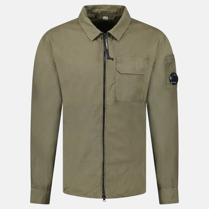 CP Company Zip - Up Lens Overshirt Khaki – B32 | Studio DOS by Designer Outlet Sales