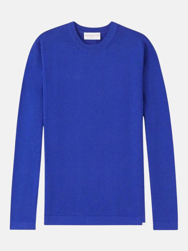 DEREK ROSE MENS JACOB 1 SEA ISLAND COTTON KNIT SWEATER BLUE-Designer Outlet Sales