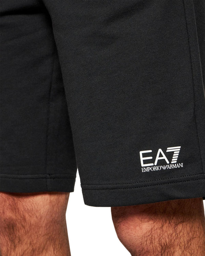 EA7 MENS CORE ID FLEECE SHORTS BLACK-Designer Outlet Sales