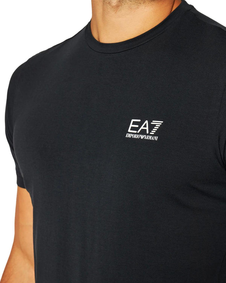 EA7 MENS CORE ID STRETCH COTTON T-SHIRT DARK BLUE-Designer Outlet Sales