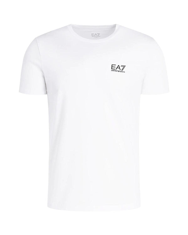 EA7 MENS CORE ID STRETCH COTTON T-SHIRT WHITE-Designer Outlet Sales