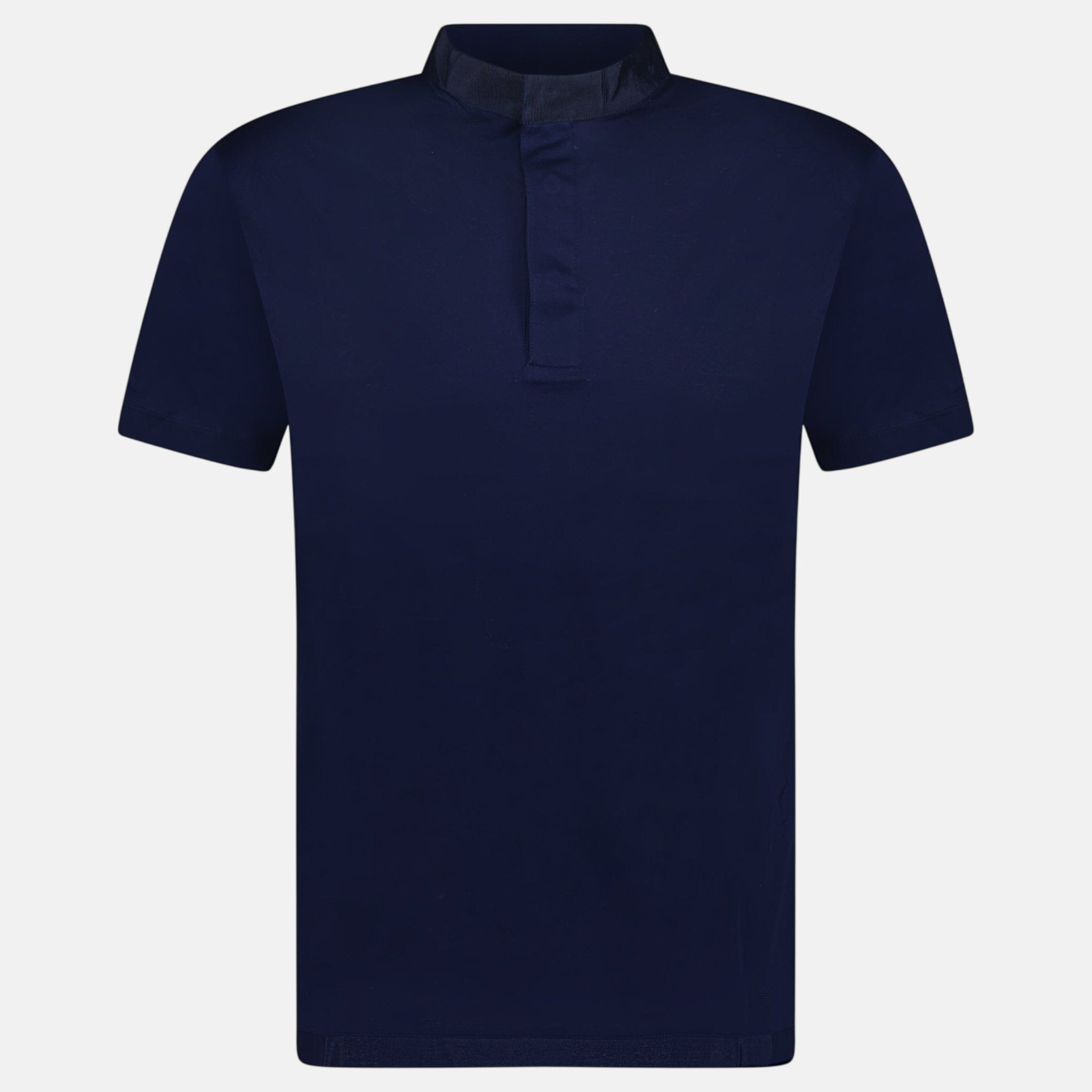 Emporio Armani Eagle Logo Mercerised Button Up T-Shirt Navy – A71 | Studio DOS by Designer Outlet Sales