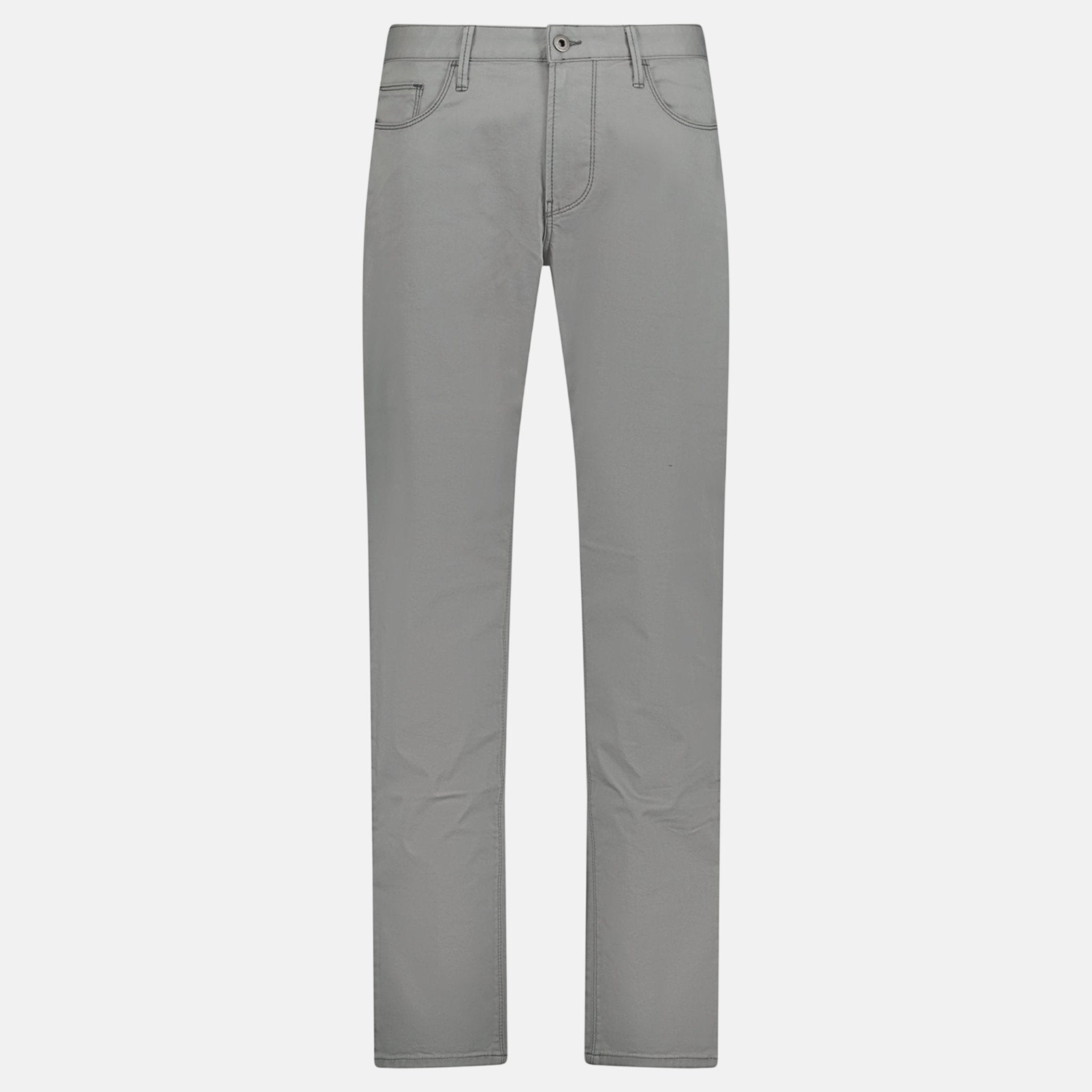 Emporio Armani J45 Slim Fit 5 Pocket Silver Eagle Black Belt Patch Jeans Grey – C89 | Studio DOS by Designer Outlet Sales