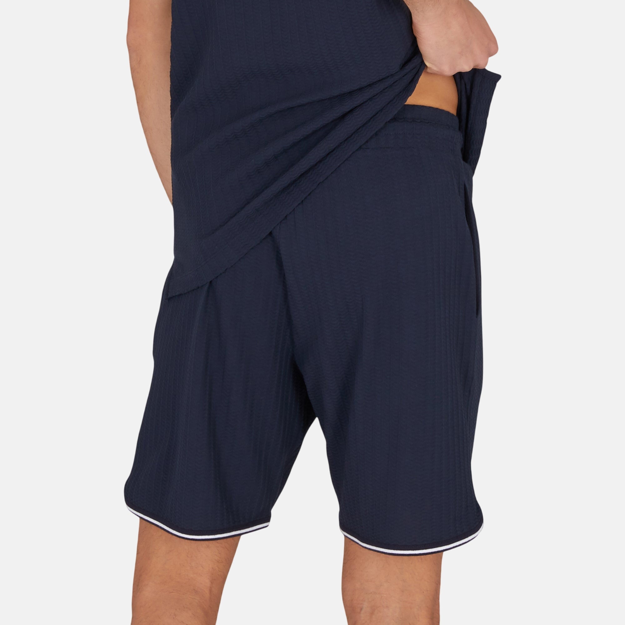 Emporio Armani Mens Lounge Waffle Bermuda Shorts Armani Blue – SS25074-S | Studio DOS by Designer Outlet Sales