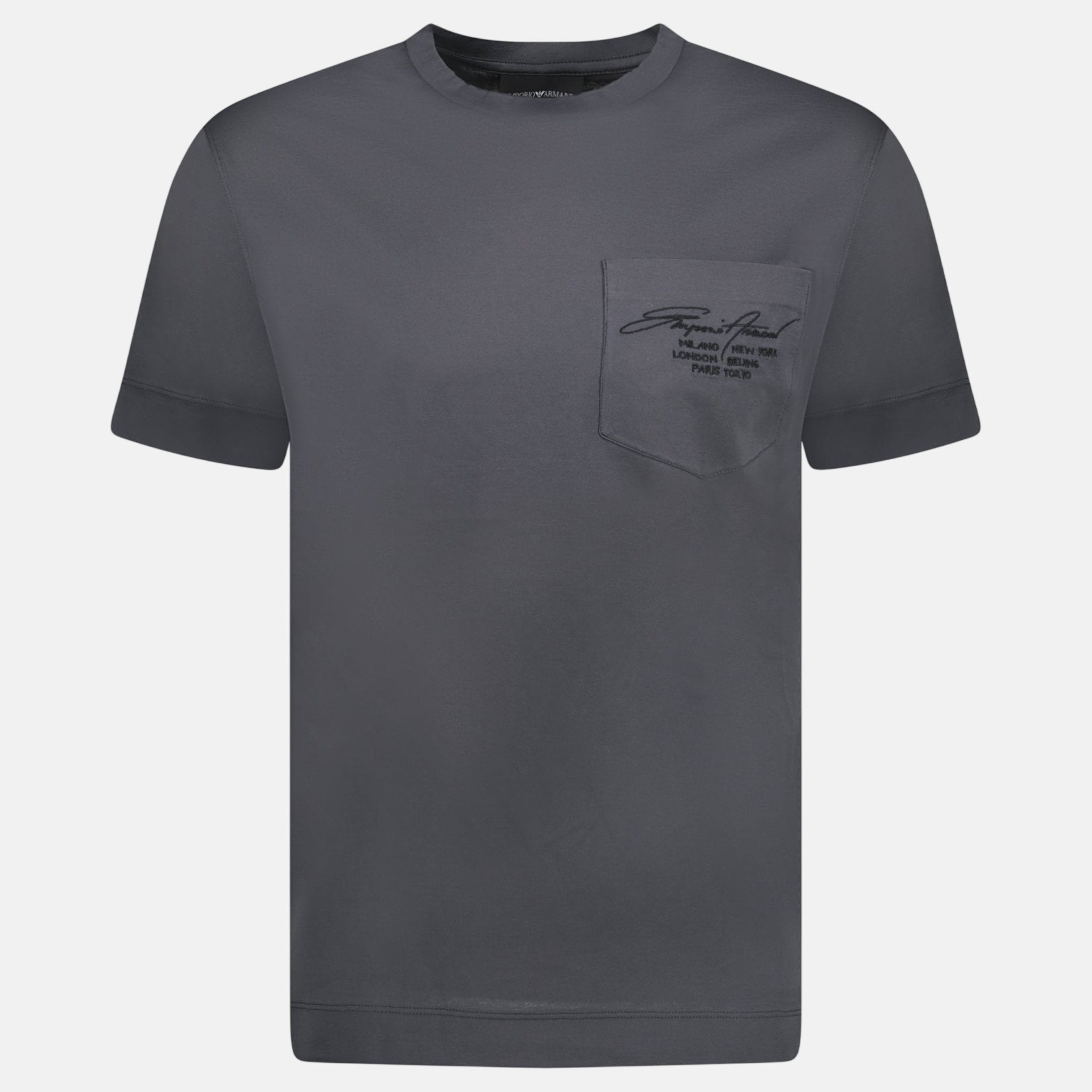 Emporio Armani Signature Pocket Mercerised T-Shirt Grey – A65 | Studio DOS by Designer Outlet Sales