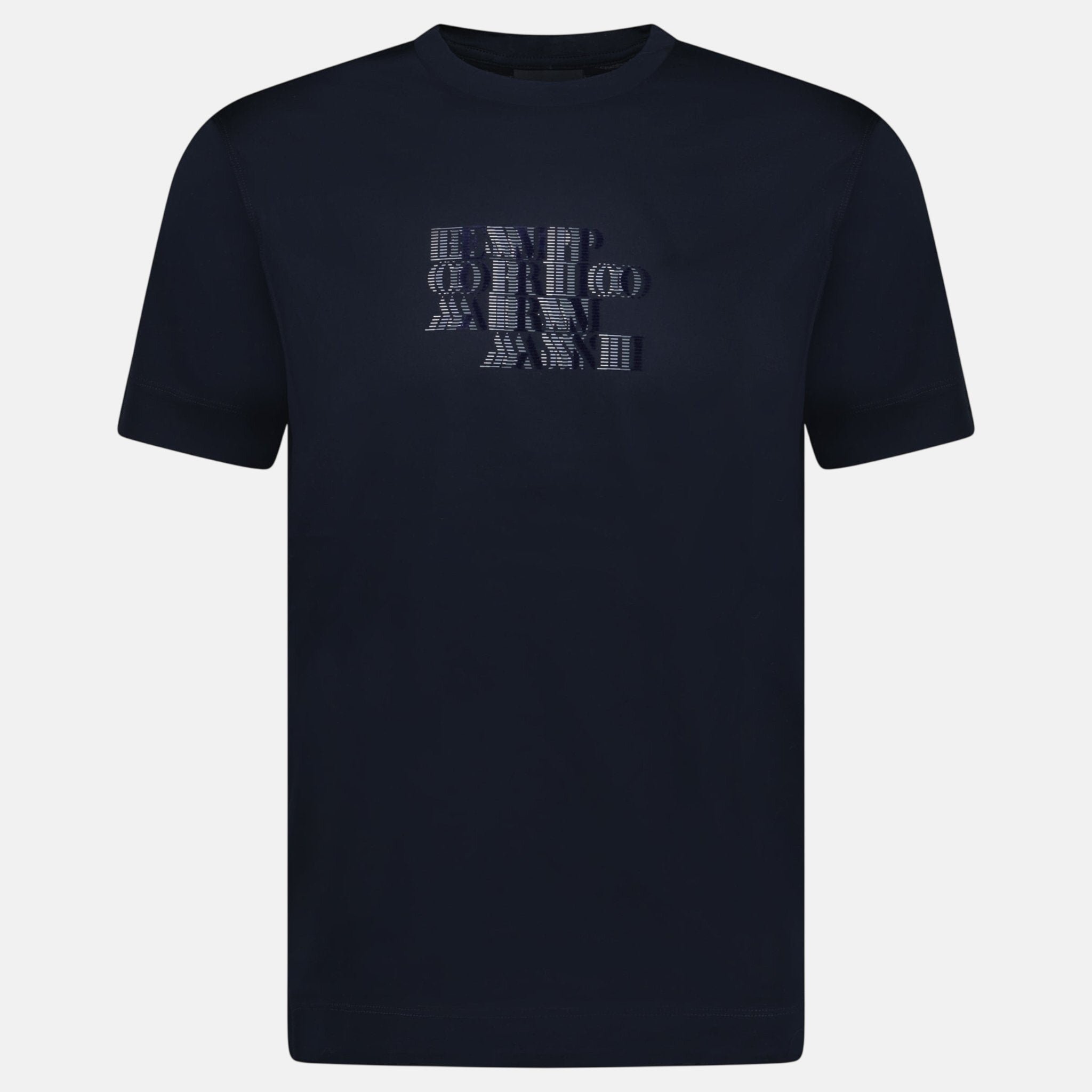 Emporio Armani Velvet Writing Logo Mercerised T-Shirt Navy – B11 | Studio DOS by Designer Outlet Sales