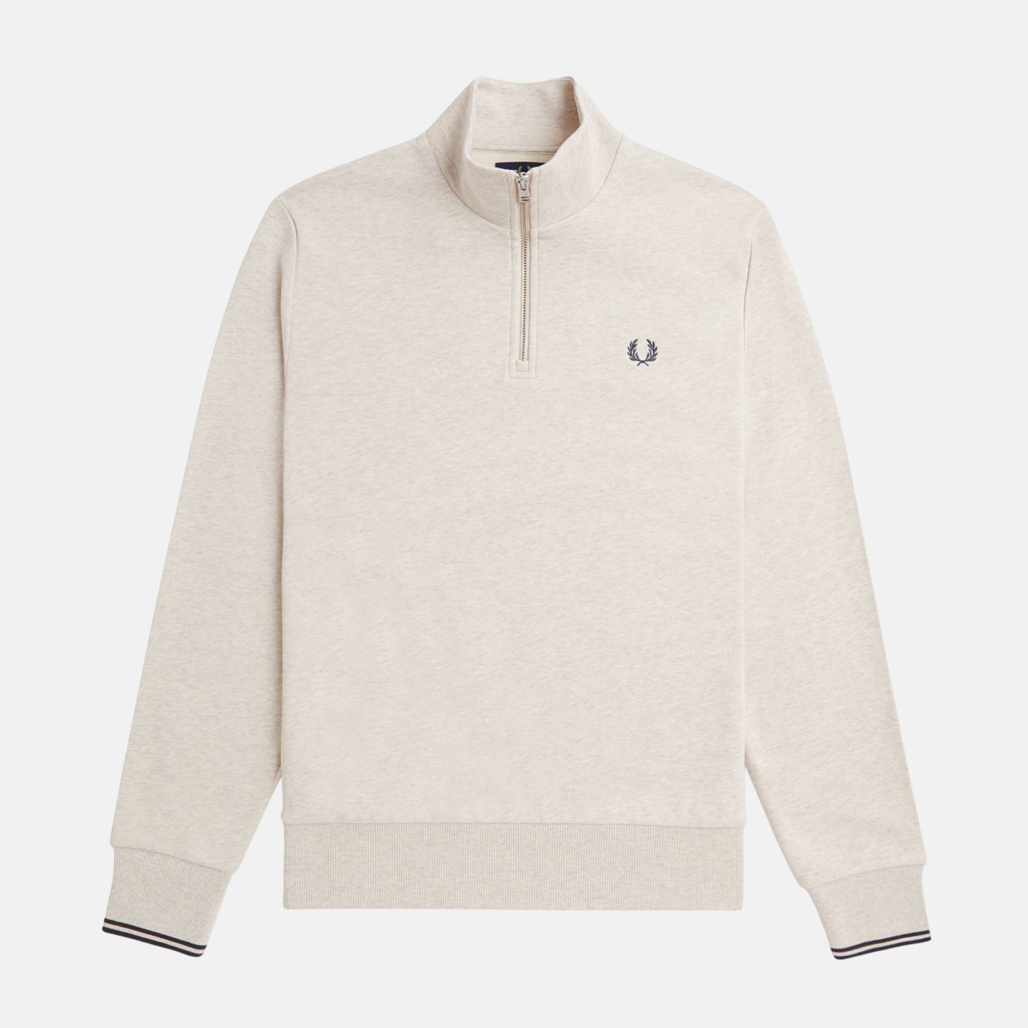 Fred Perry Mens Half Zip Sweatshirt Porridge Marl – SPR1012-L | Studio DOS by Designer Outlet Sales