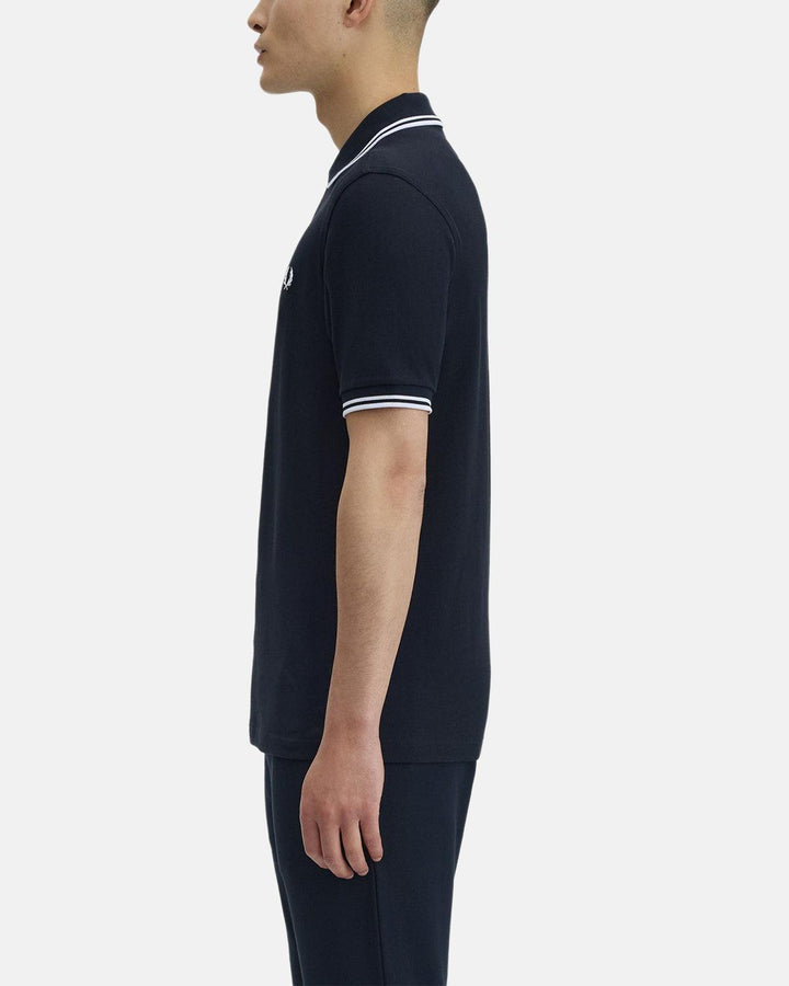 FRED PERRY MENS M3600 TWIN TIPPED POLO SHIRT NAVY WHITE-Designer Outlet Sales