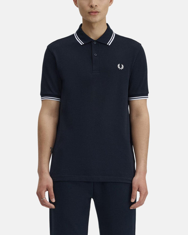 FRED PERRY MENS M3600 TWIN TIPPED POLO SHIRT NAVY WHITE-Designer Outlet Sales