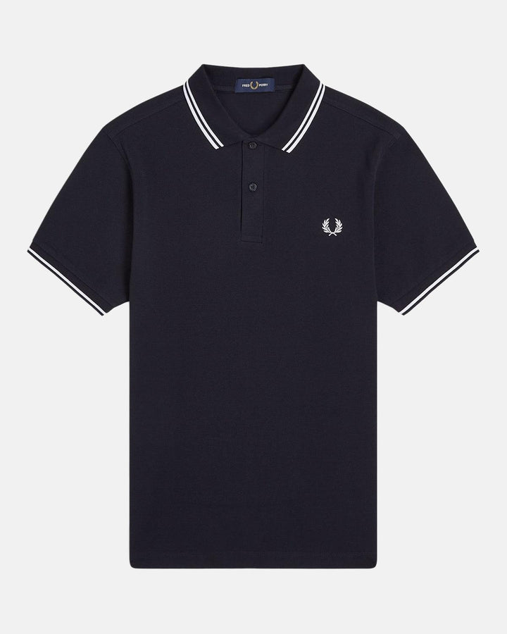 FRED PERRY MENS M3600 TWIN TIPPED POLO SHIRT NAVY WHITE-Designer Outlet Sales